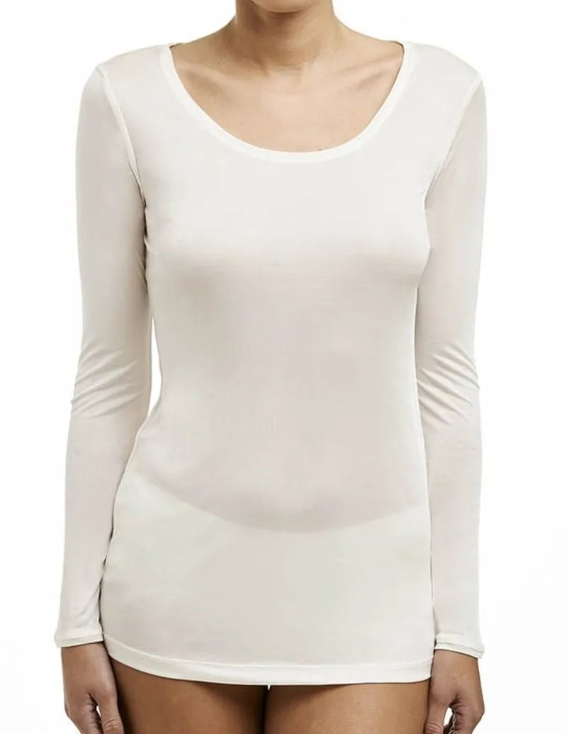 Love & Lustre Silk Jersey Long Sleeve Top - Ivory