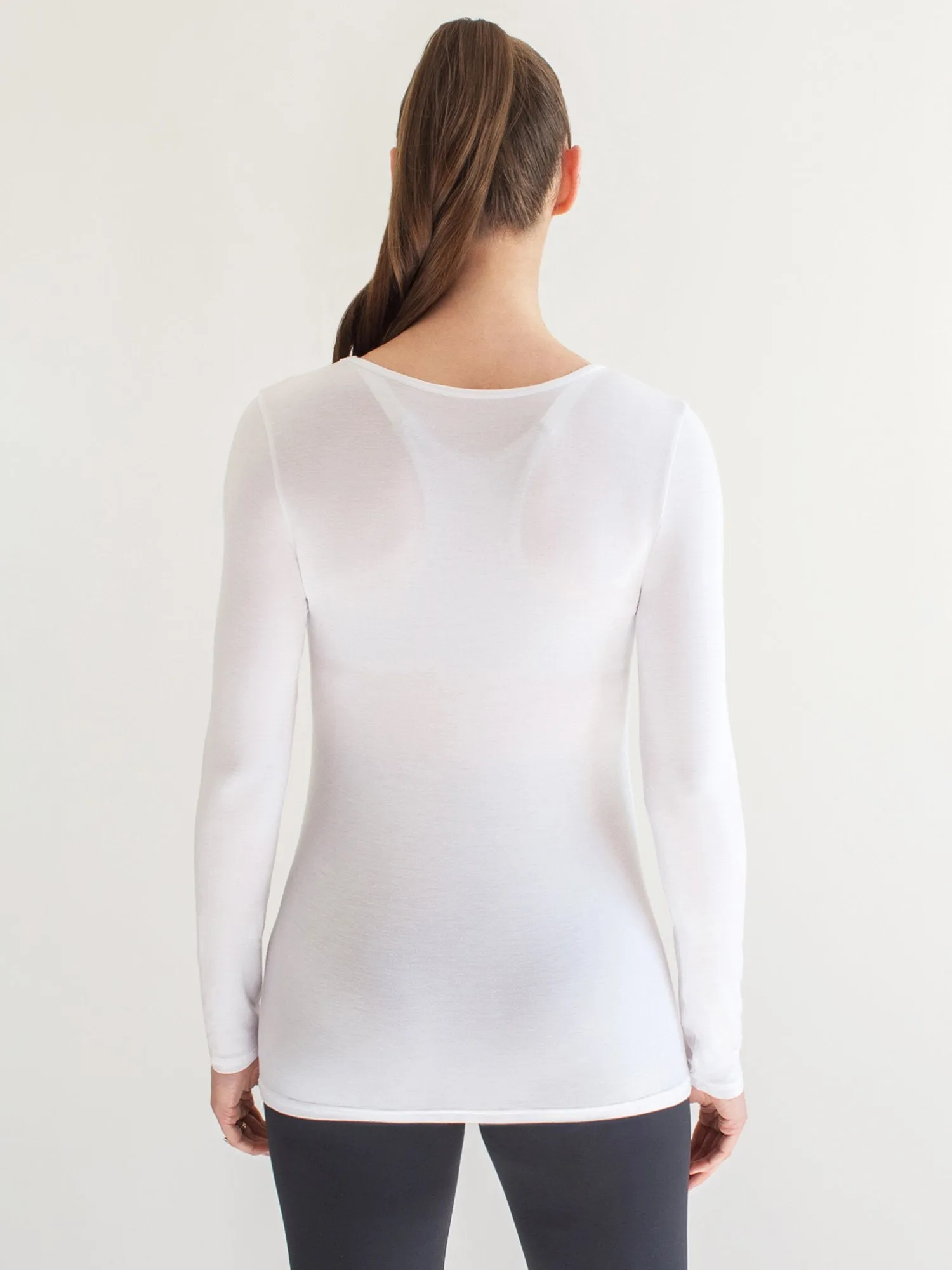 MATERNITY SOFT STRETCH LONG SLEEVE TEE, WHITE