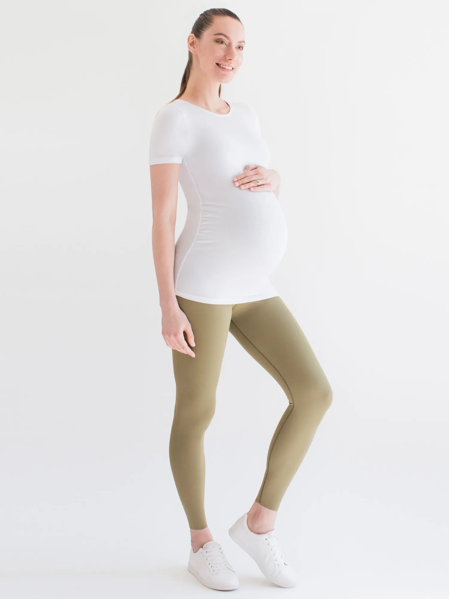 MATERNITY SOFT STRETCH SHORT SLEEVE TEE, WHITE