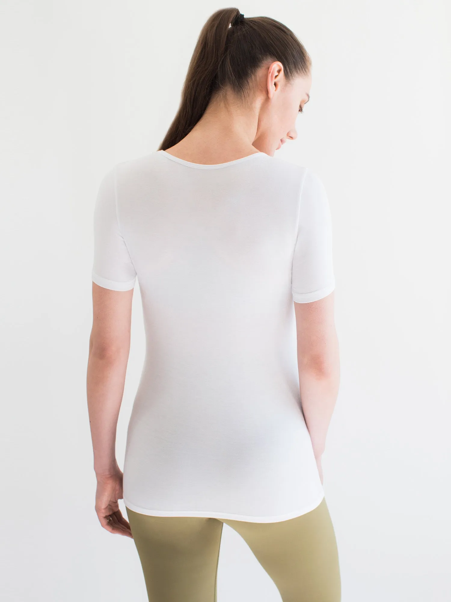 MATERNITY SOFT STRETCH SHORT SLEEVE TEE, WHITE
