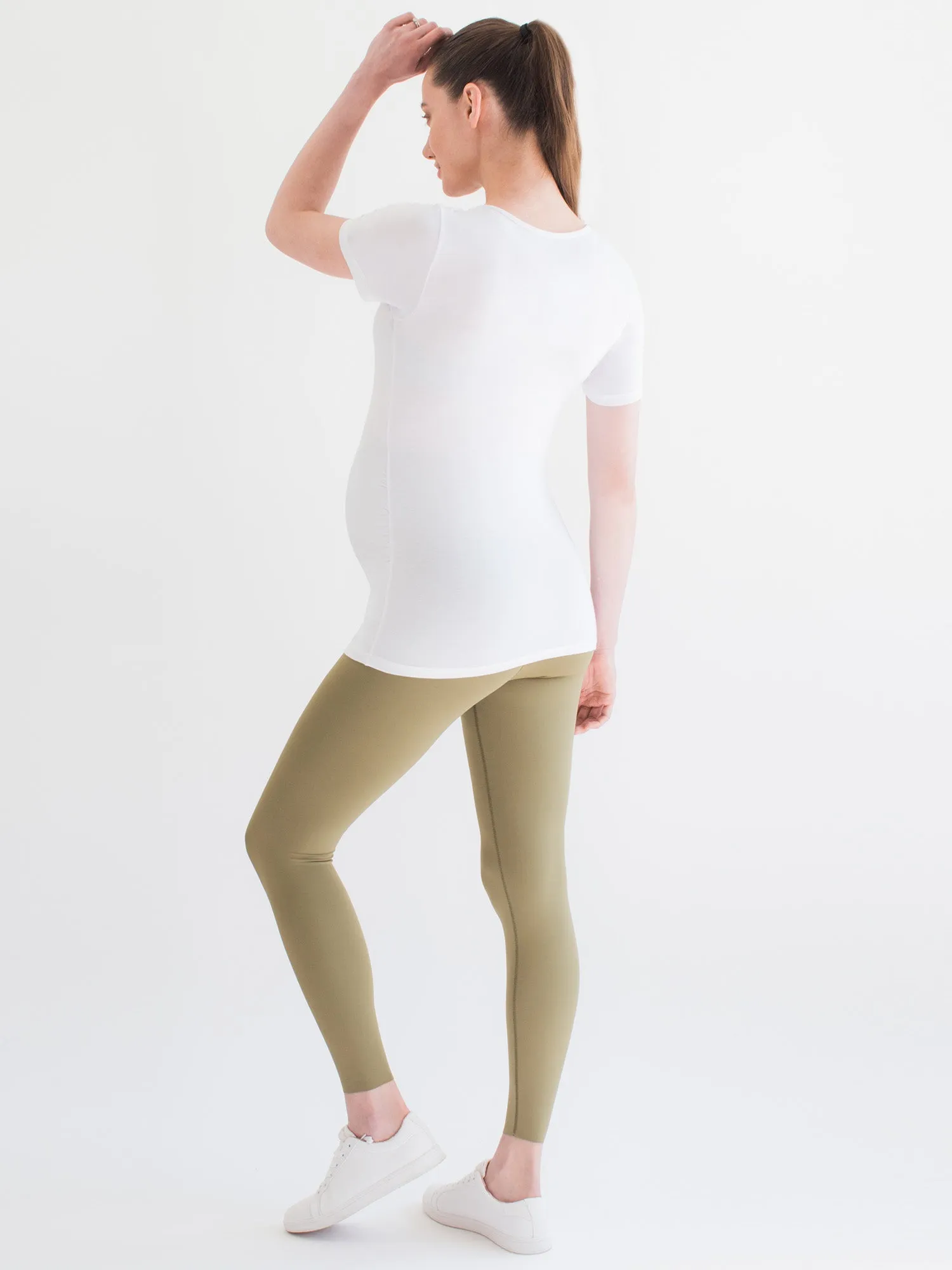 MATERNITY SOFT STRETCH SHORT SLEEVE TEE, WHITE