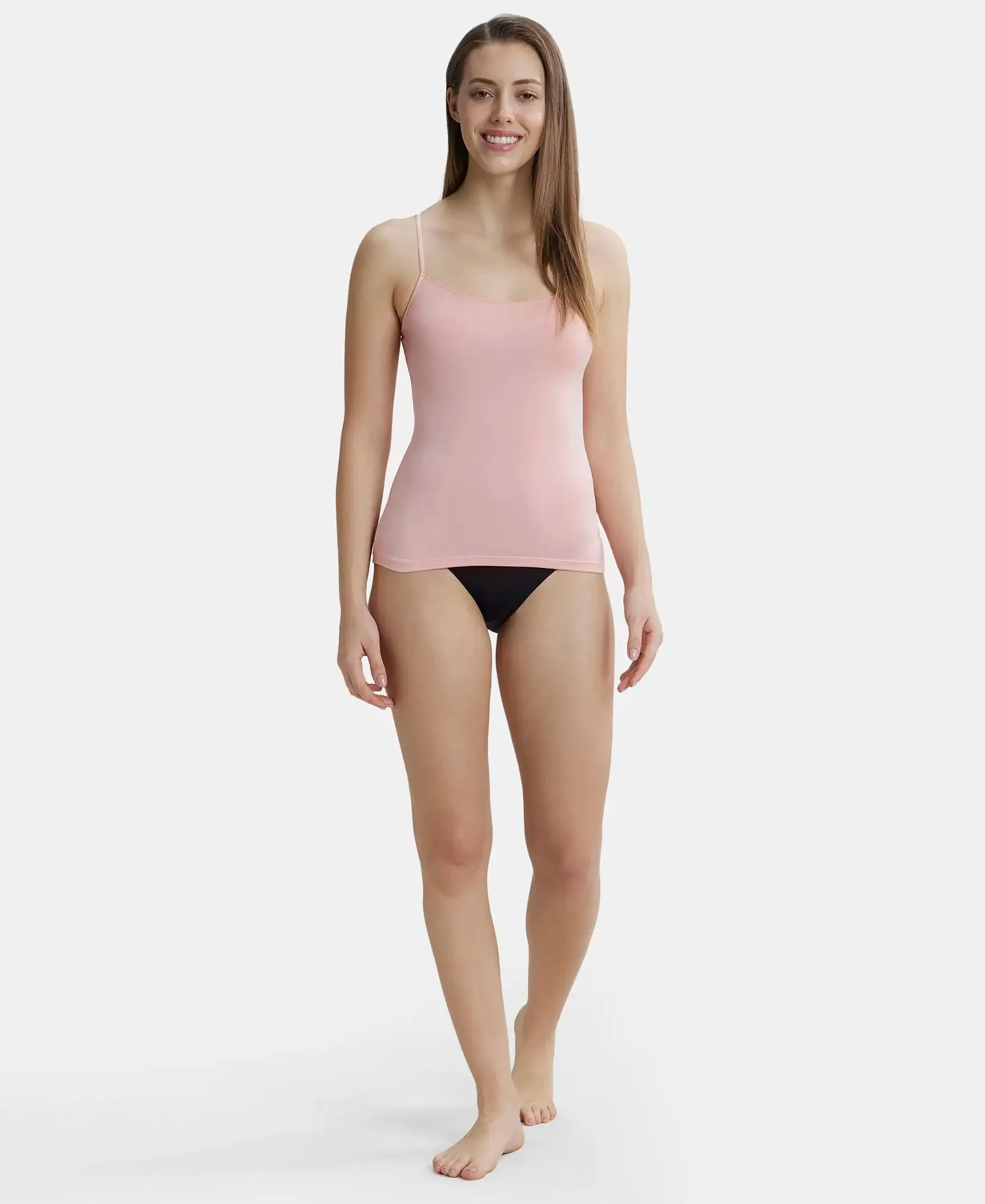 Micro Modal Elastane Stretch Camisole with Adjustable Straps and StayFresh Treatment - Candlelight Peach
