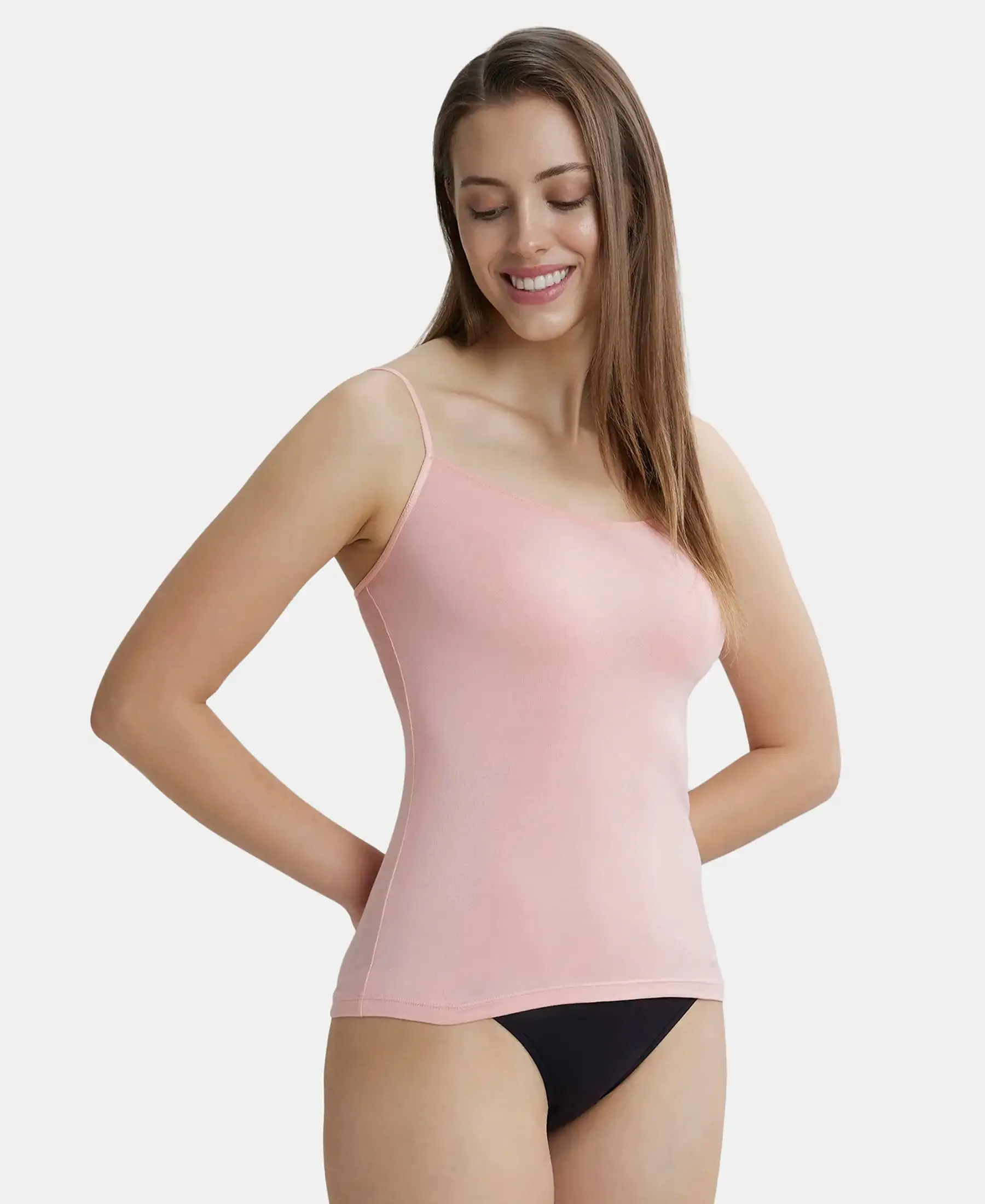 Micro Modal Elastane Stretch Camisole with Adjustable Straps and StayFresh Treatment - Candlelight Peach