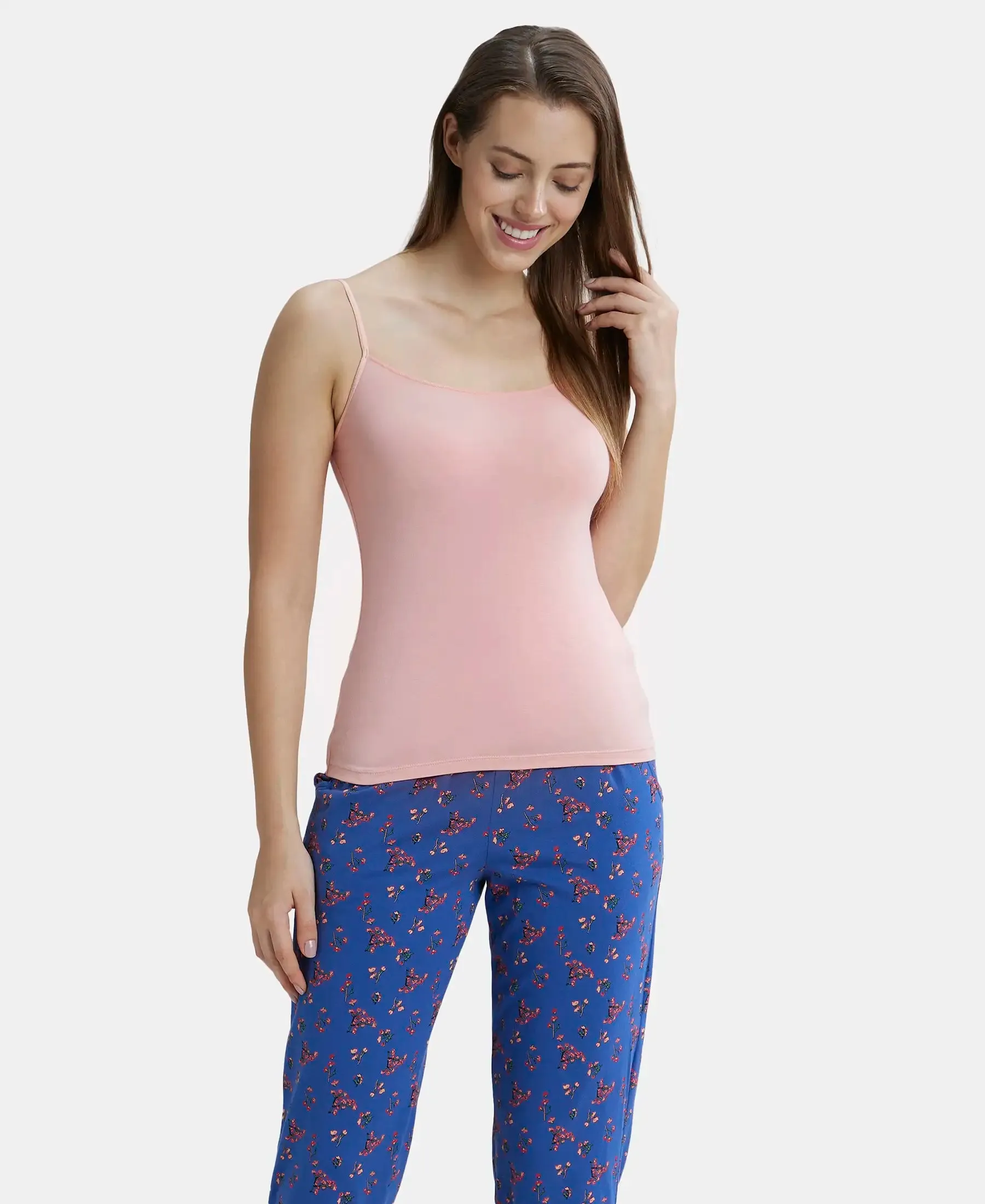 Micro Modal Elastane Stretch Camisole with Adjustable Straps and StayFresh Treatment - Candlelight Peach