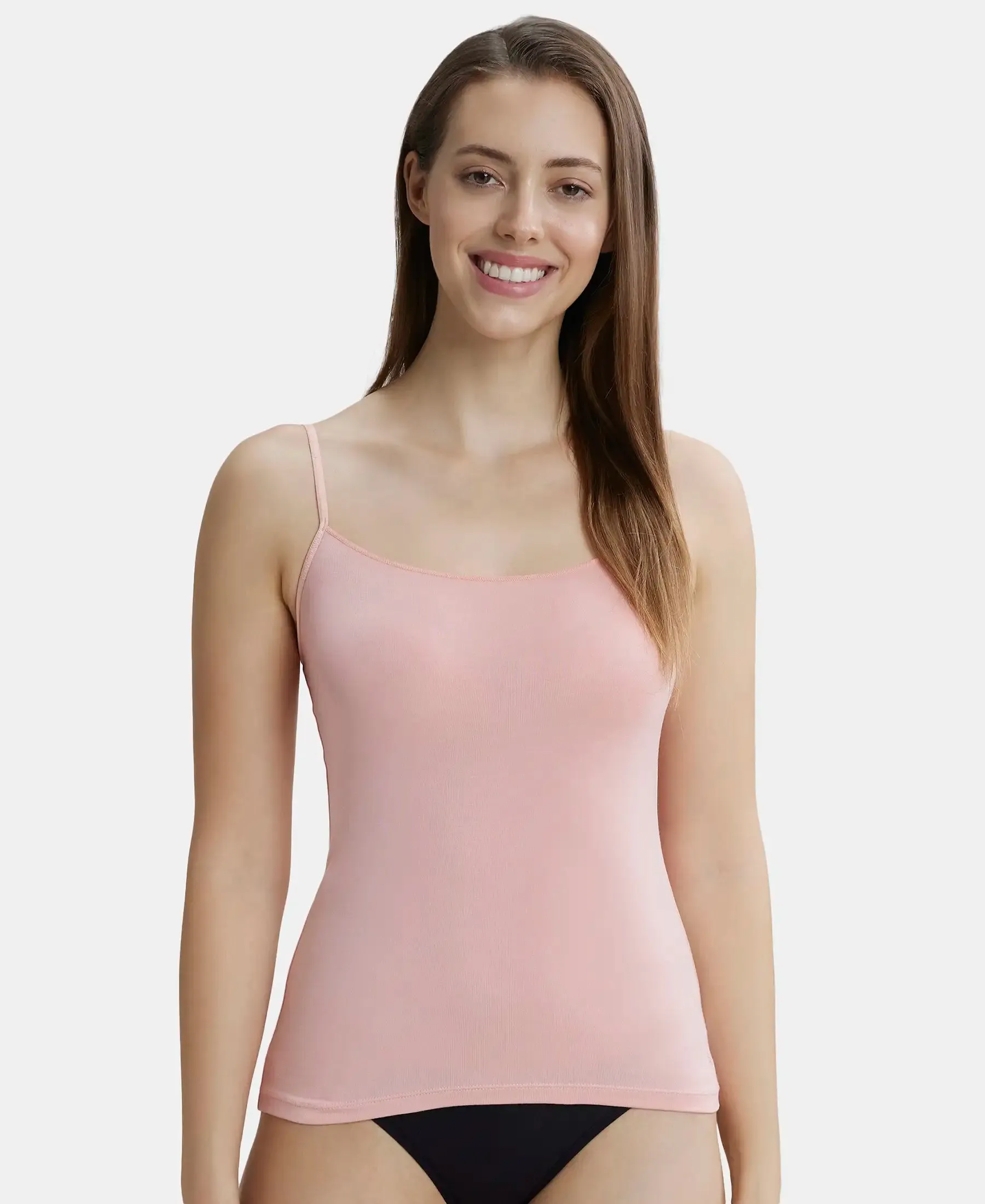 Micro Modal Elastane Stretch Camisole with Adjustable Straps and StayFresh Treatment - Candlelight Peach