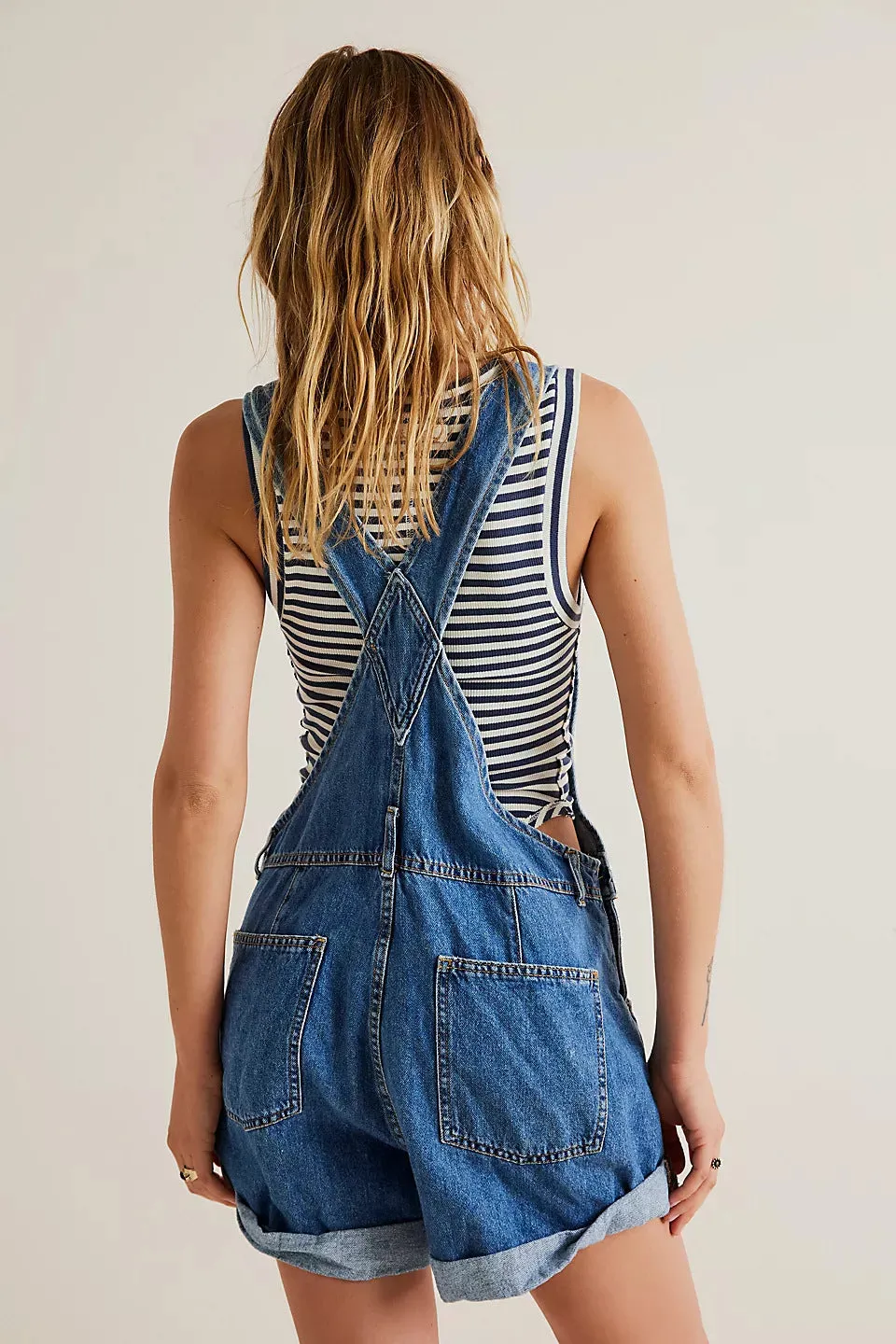 Multi-Pocket Overalls Shorts