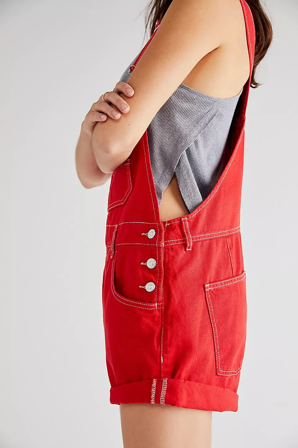 Multi-Pocket Overalls Shorts