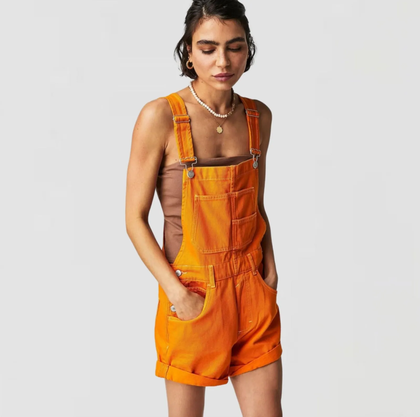 Multi-Pocket Overalls Shorts
