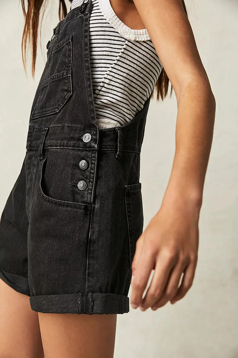 Multi-Pocket Overalls Shorts