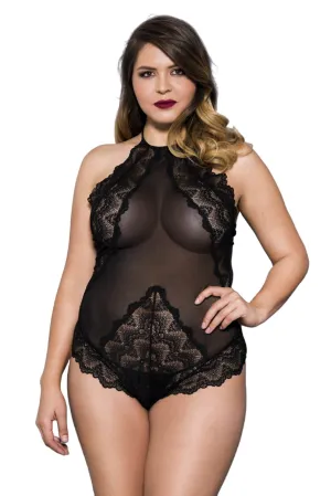 Music Legs Plus Size Teddy 80055Q Black