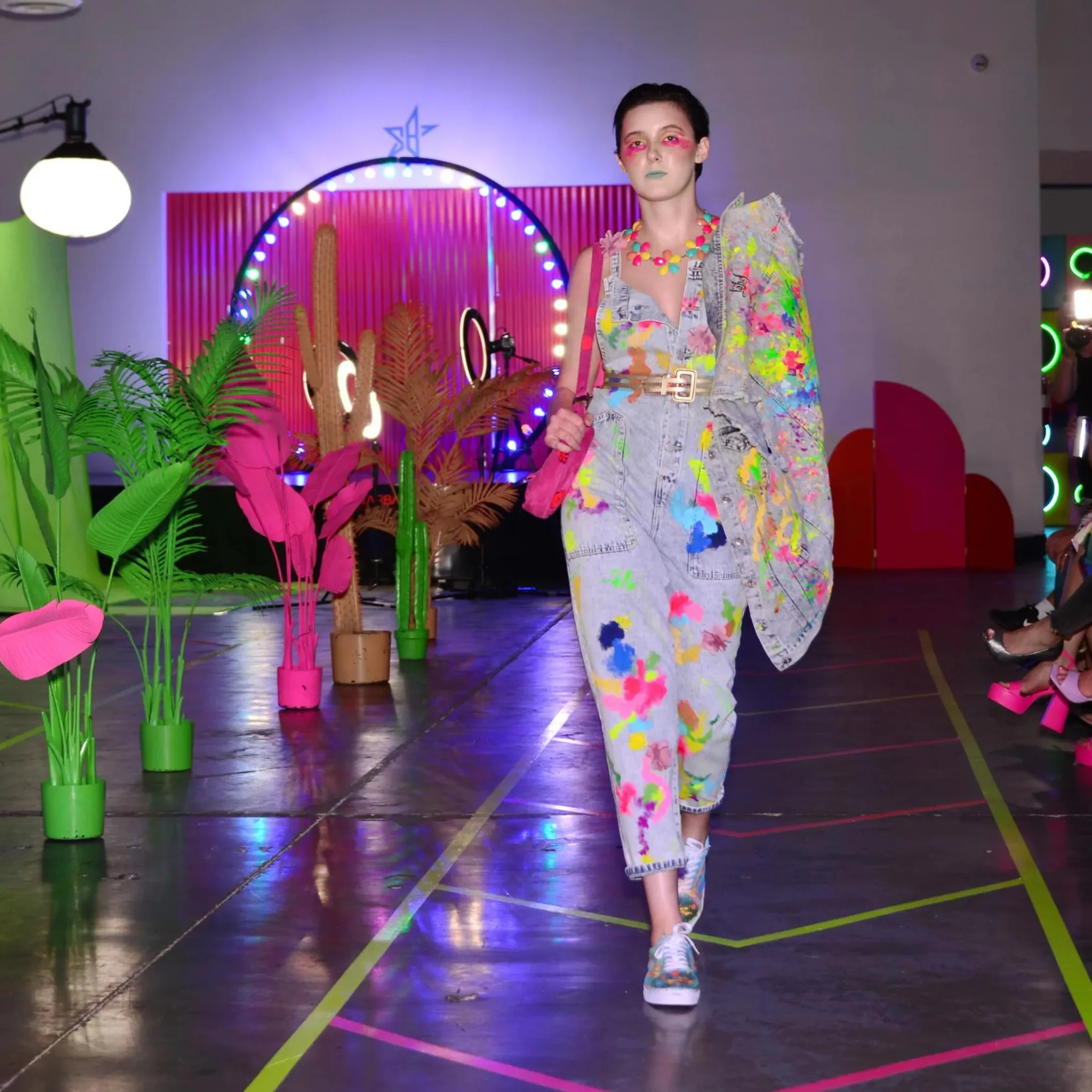 Neon Splashes - Hand-Painted Overalls