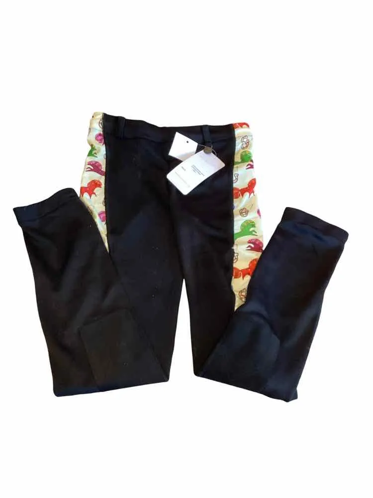 NEW childrens XL black schooling tights with jump pony B