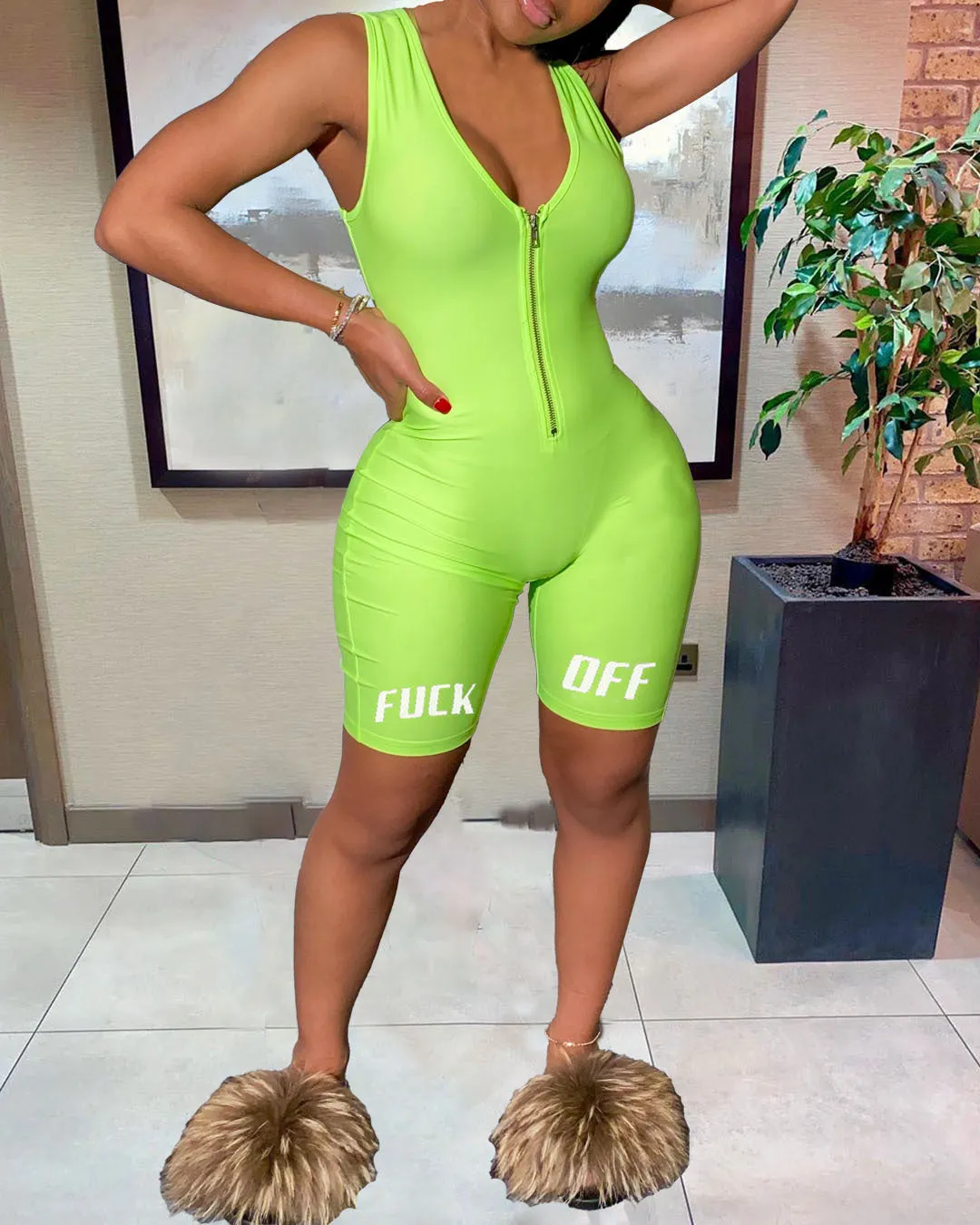 New sleeveless printed sports jumpsuit AY1086