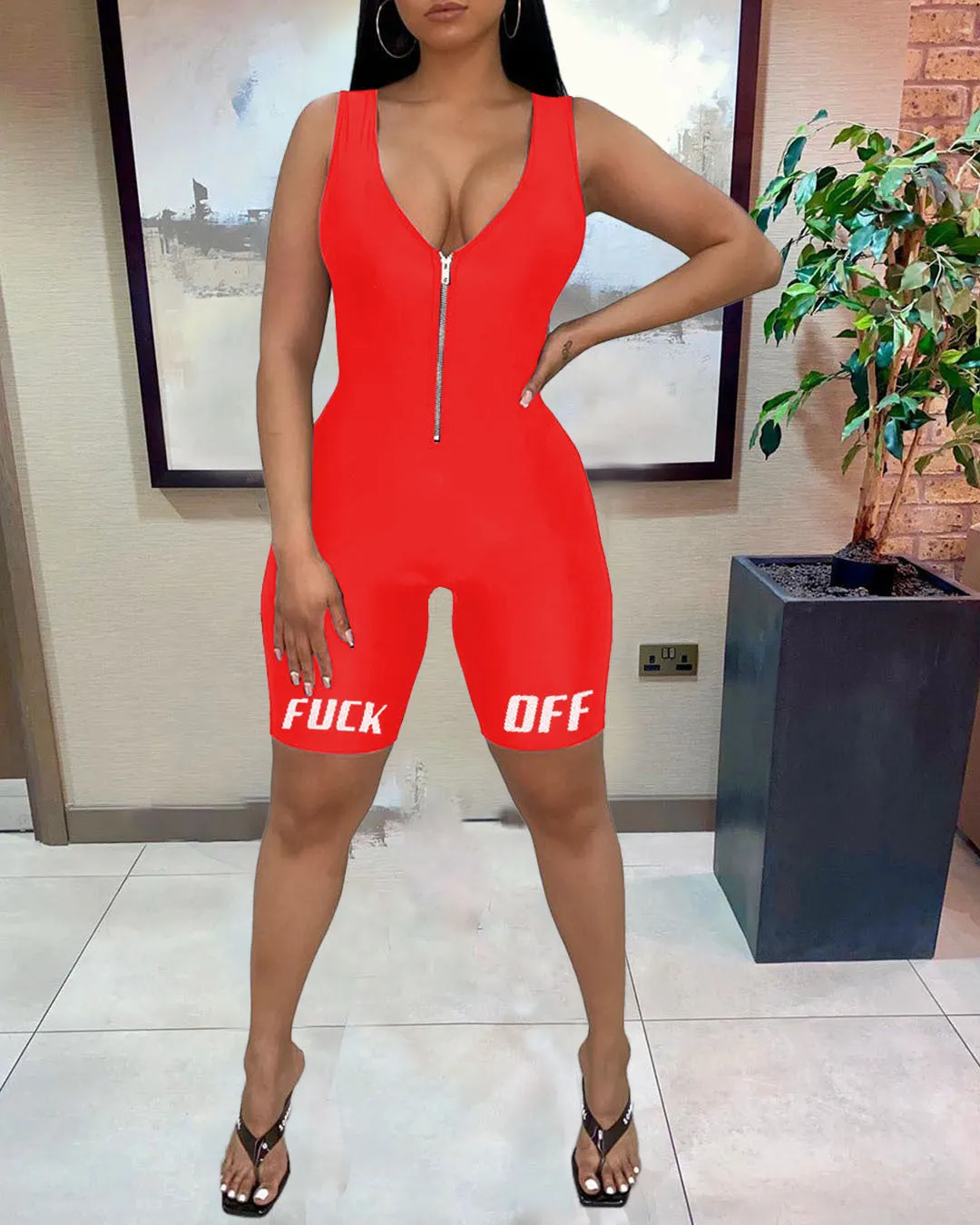 New sleeveless printed sports jumpsuit AY1086
