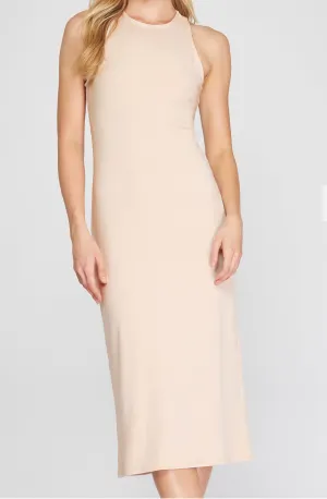 NINA RIBBED KNIT MIDI DRESS