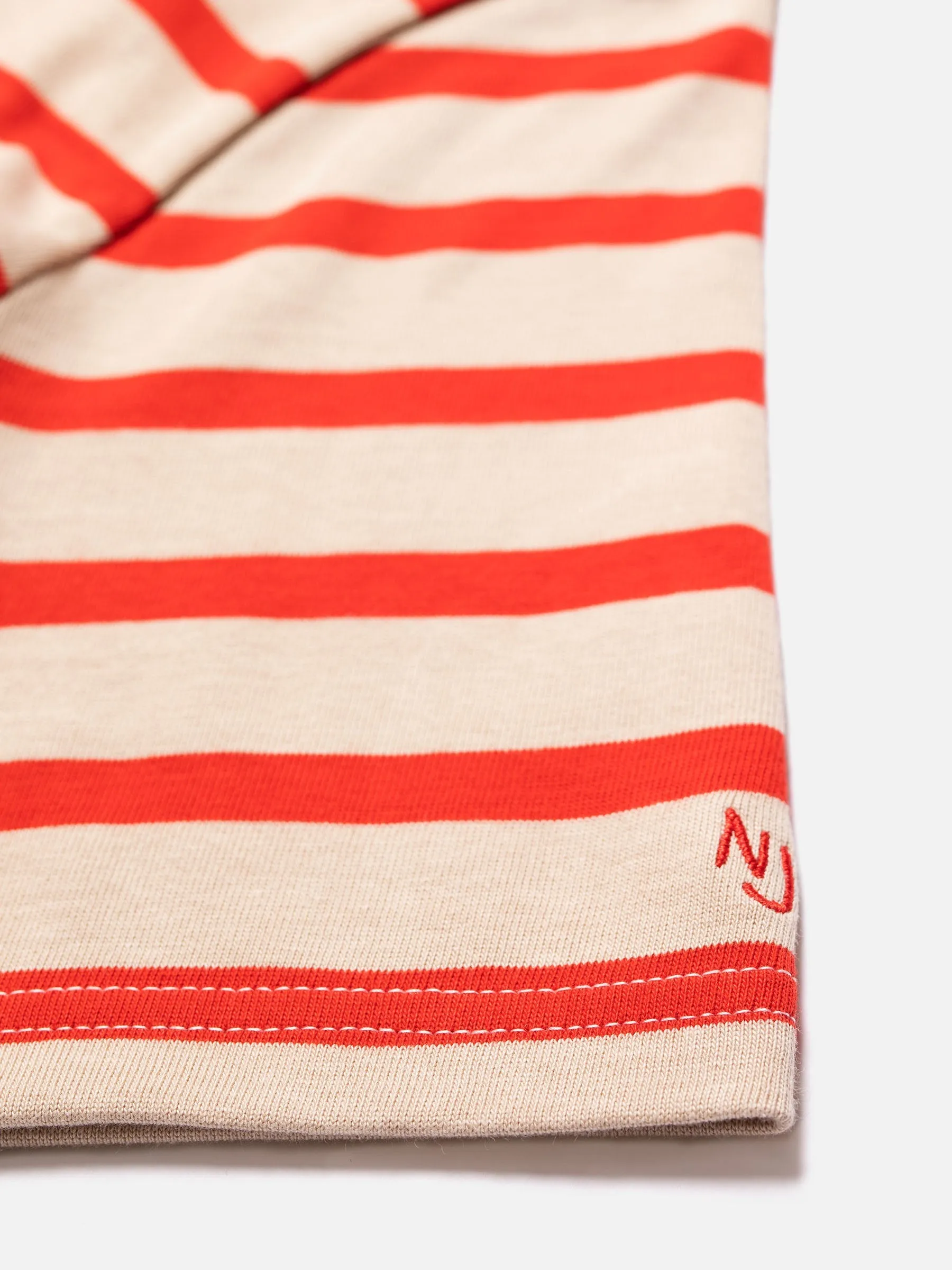 【Nudie Jeans】Joni Breton Stripe Offwhite/Red 經典紅白條紋 色織布女款短T