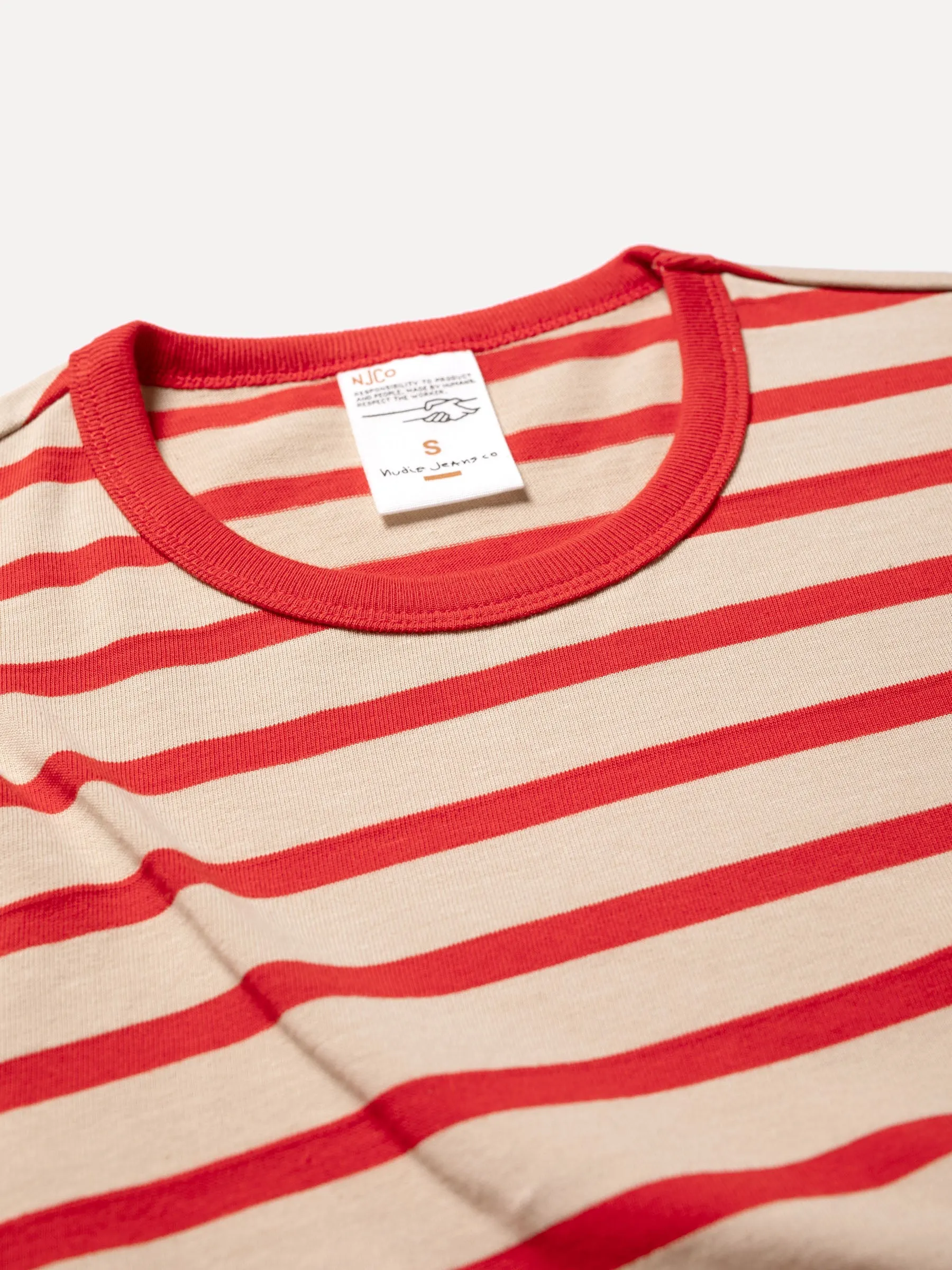 【Nudie Jeans】Joni Breton Stripe Offwhite/Red 經典紅白條紋 色織布女款短T