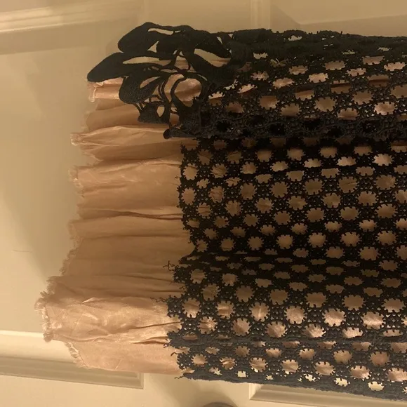 NWOT Free People Crochet Black Mini w/ Nude Slip