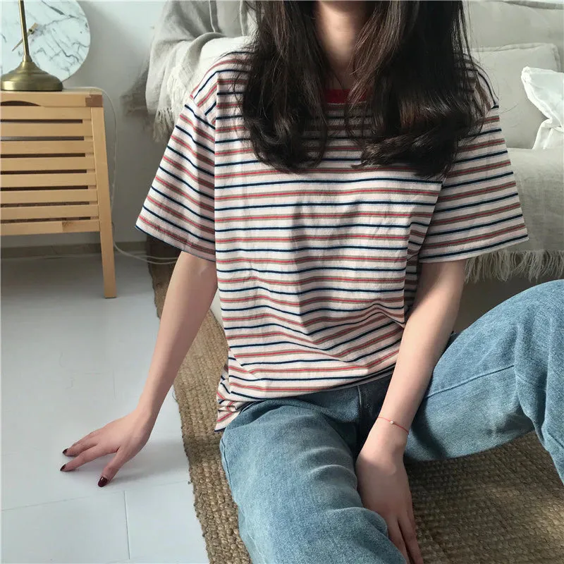 O-Neck Striped Casual Shirt