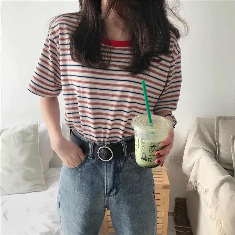 O-Neck Striped Casual Shirt