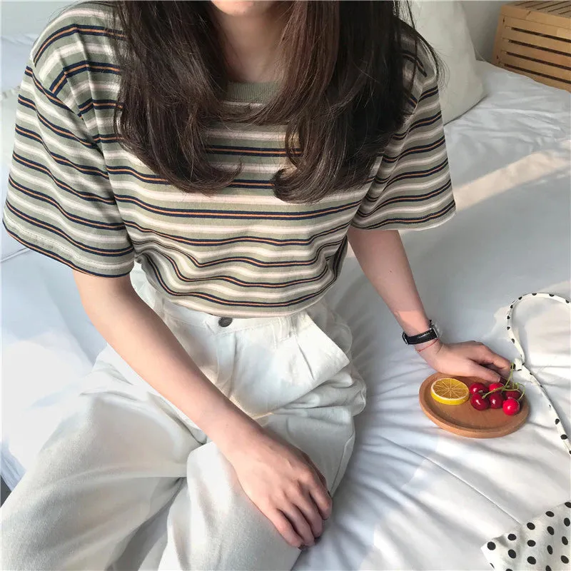 O-Neck Striped Casual Shirt