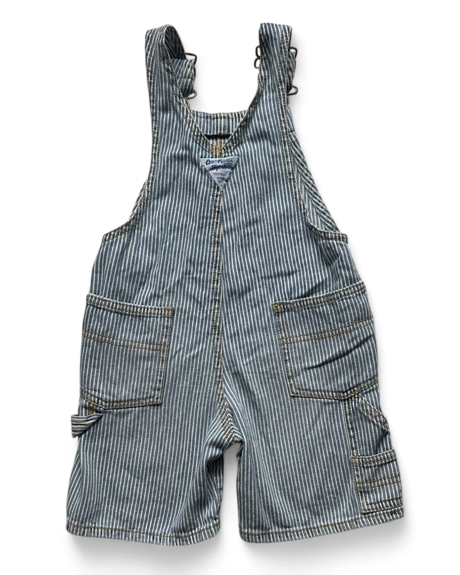 Oshkosh blue hickory stripe short dungarees