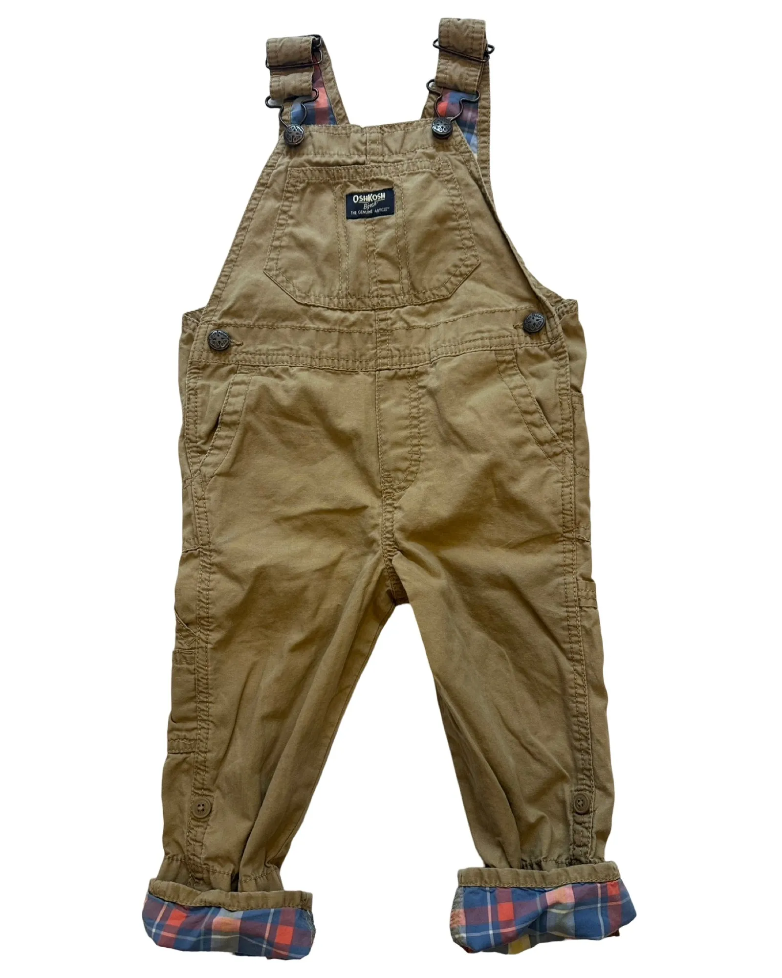 Oshkosh tan dungarees with checked lining
