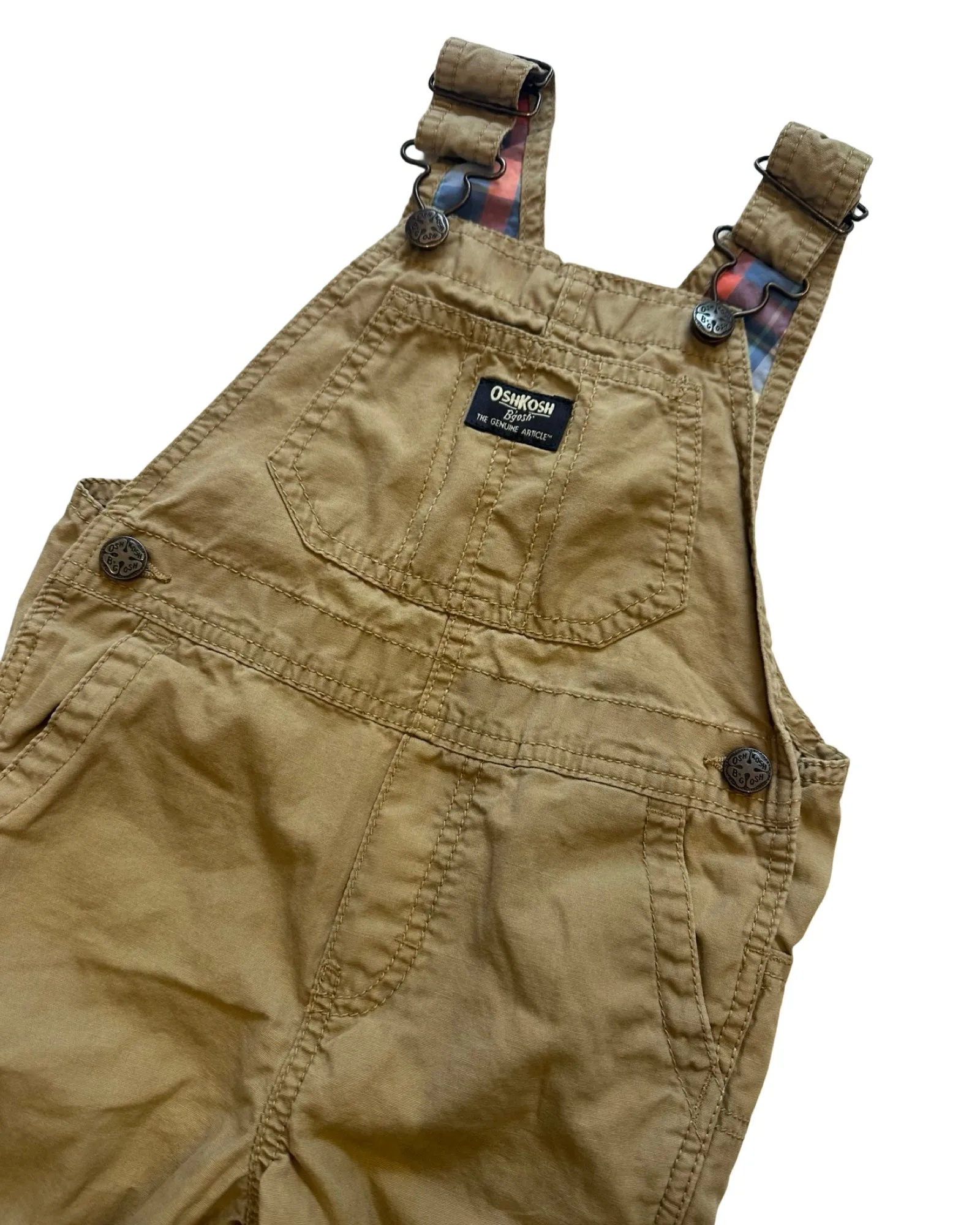 Oshkosh tan dungarees with checked lining