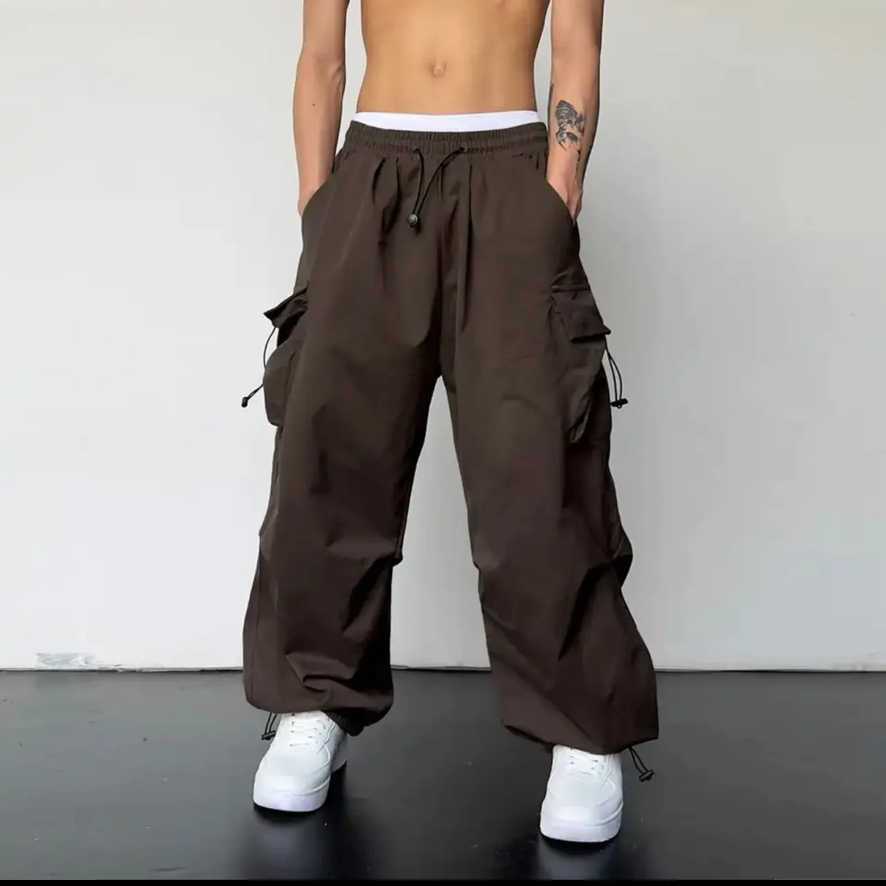 Oversize pants with multiple pockets-D131 | Inspanda