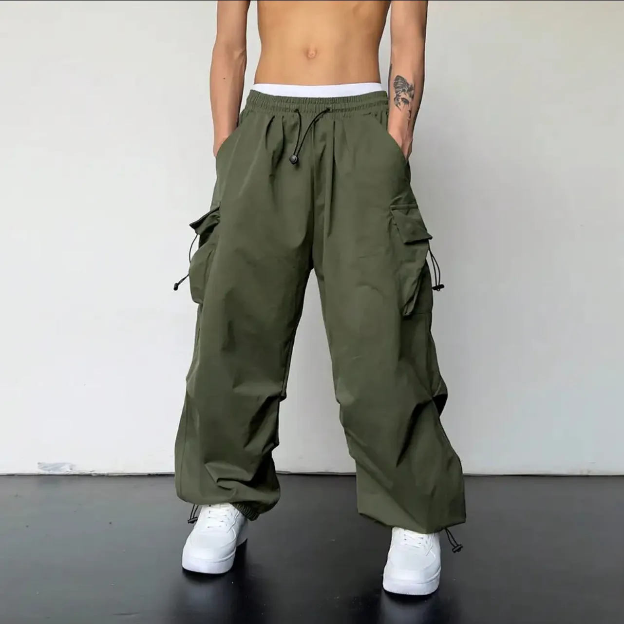 Oversize pants with multiple pockets-D131 | Inspanda