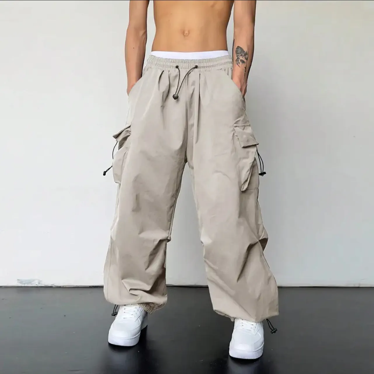 Oversize pants with multiple pockets-D131 | Inspanda
