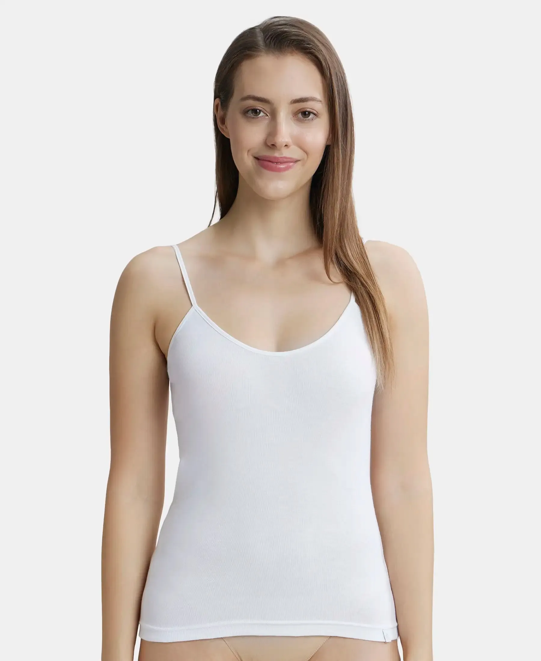 Pack of 2 Super Combed Cotton Rib Camisole with Adjustable Straps and StayFresh Treatment - Black & White