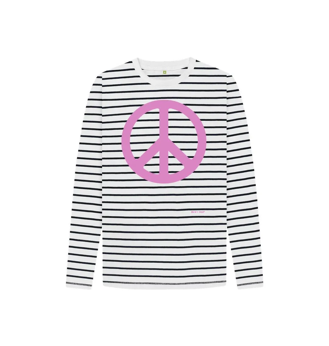 Peace Sign (Pink) Striped Long Sleeve Tee