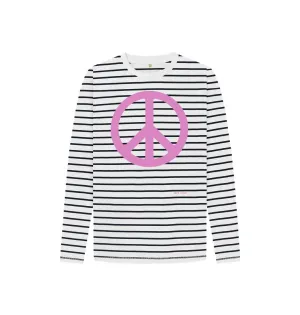 Peace Sign (Pink) Striped Long Sleeve Tee