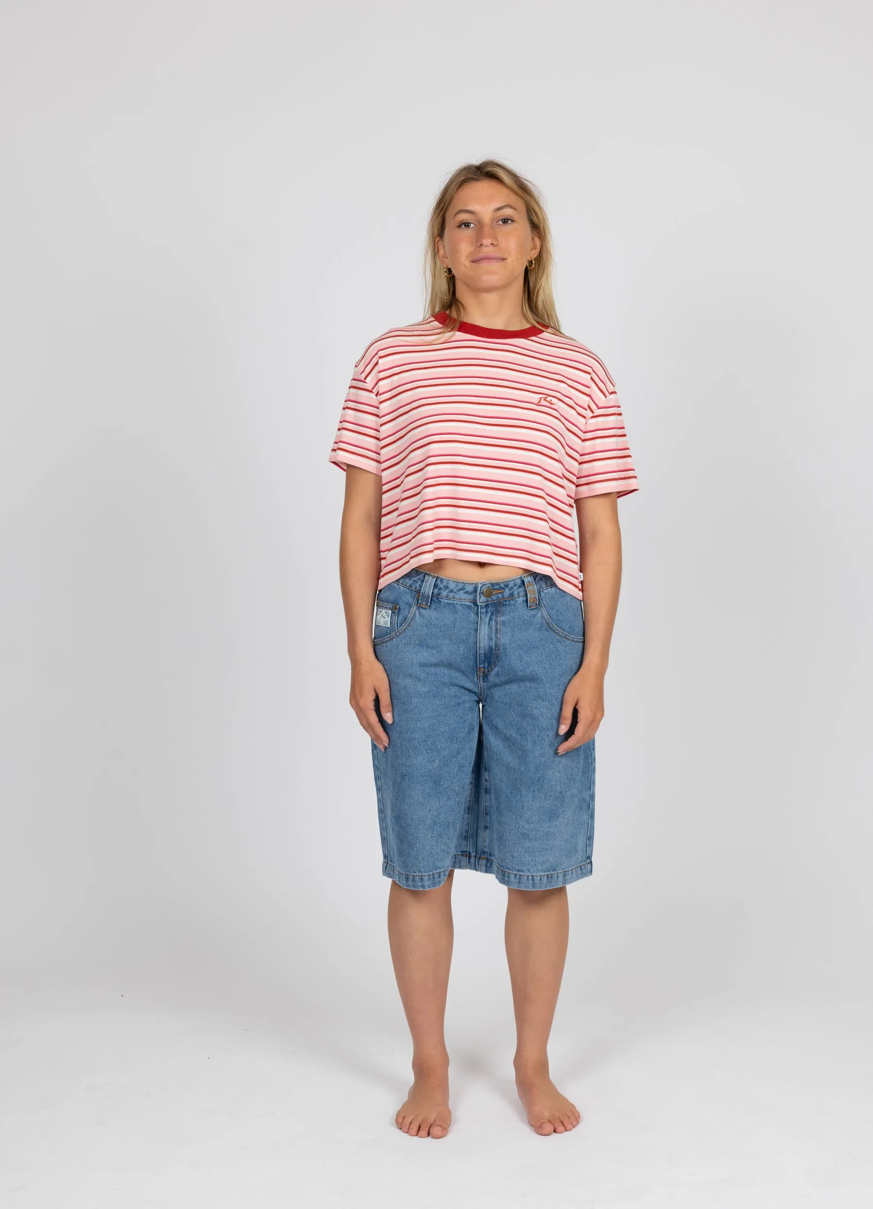 PENNY STRIPED CROP TEE