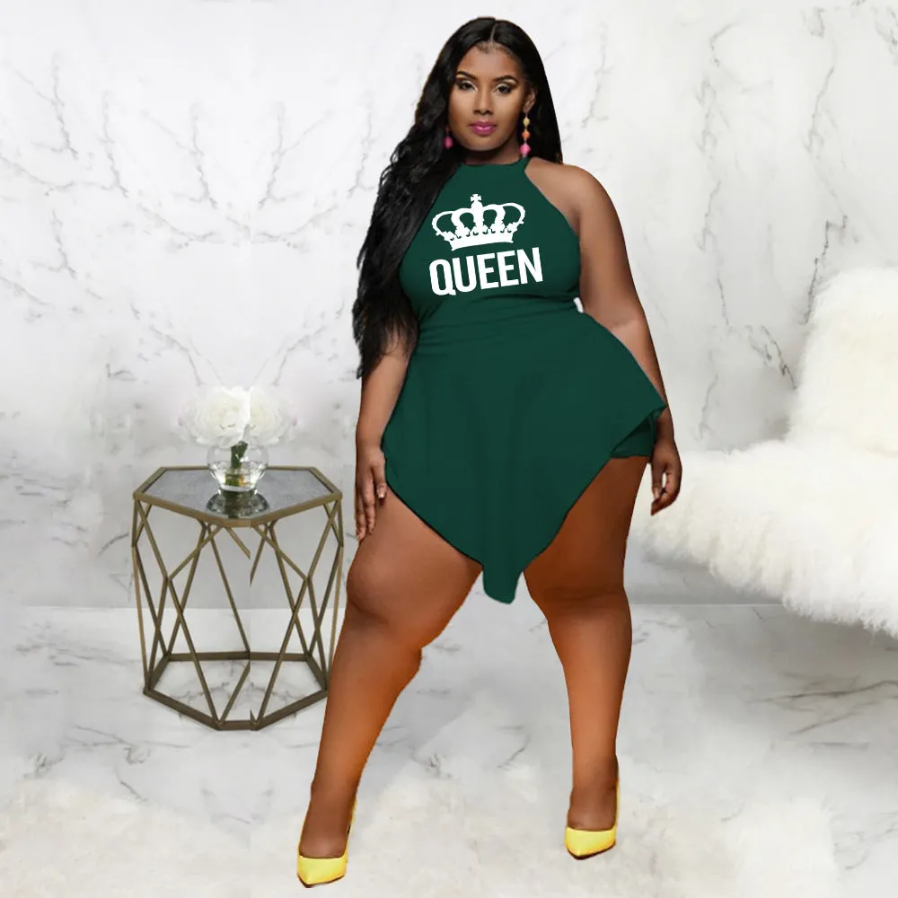 Plus size Irregular Crown Sleeveless Jumpsuit（AY1777）