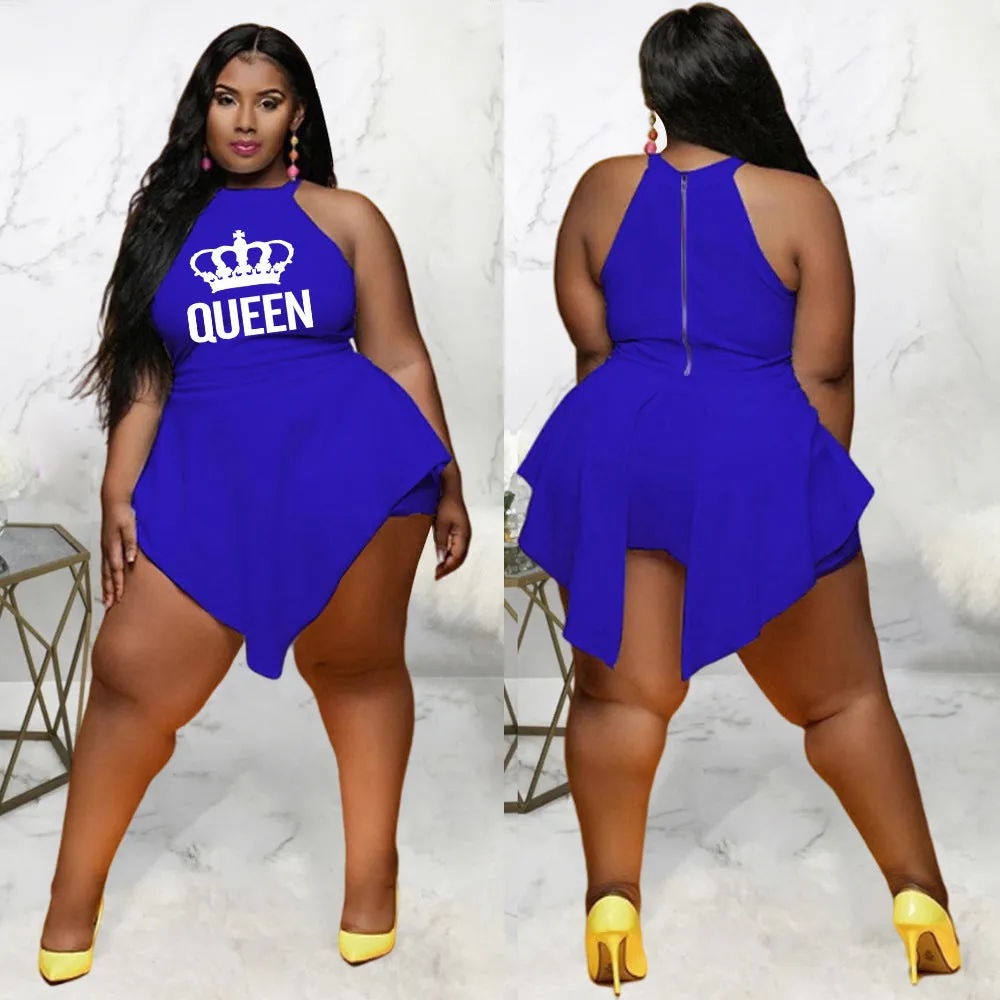 Plus size Irregular Crown Sleeveless Jumpsuit（AY1777）
