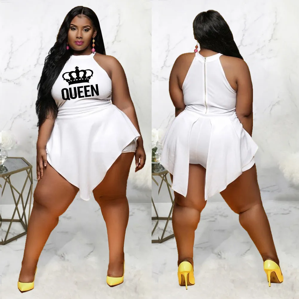 Plus size Irregular Crown Sleeveless Jumpsuit（AY1777）