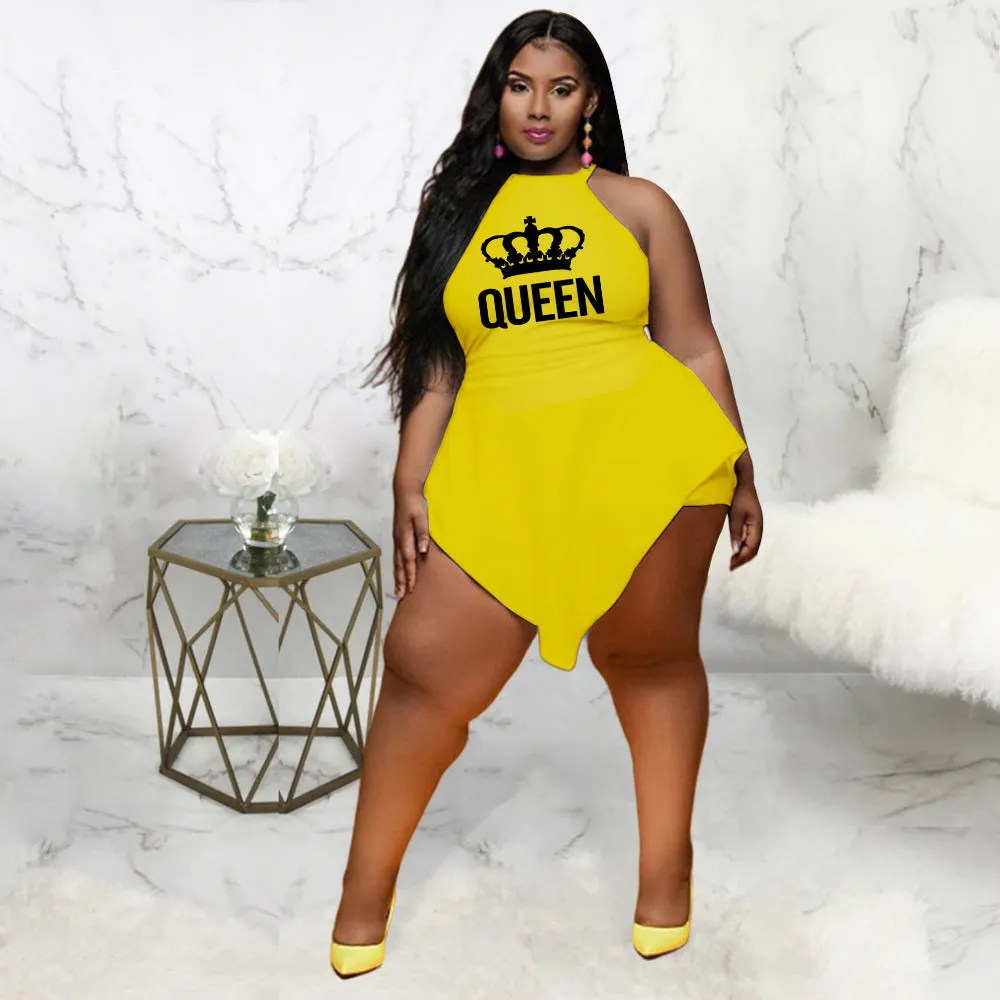 Plus size Irregular Crown Sleeveless Jumpsuit（AY1777）