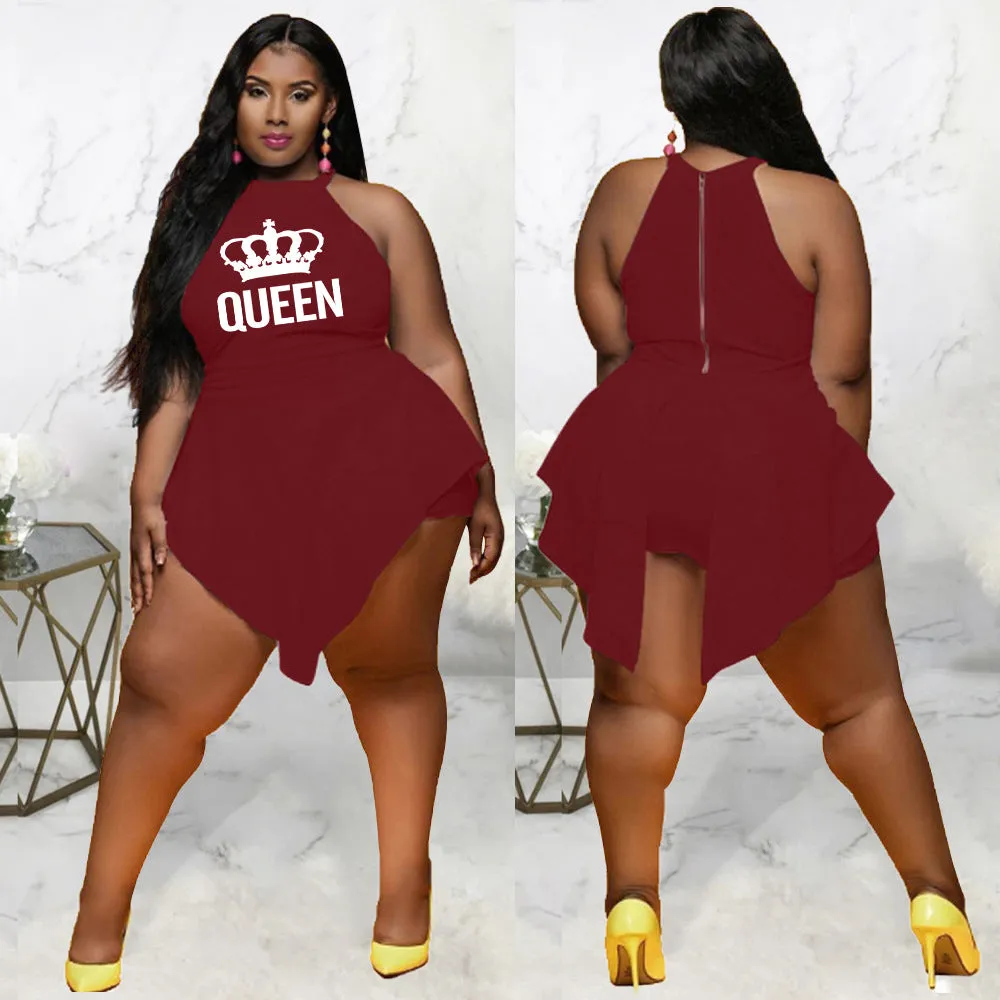 Plus size Irregular Crown Sleeveless Jumpsuit（AY1777）