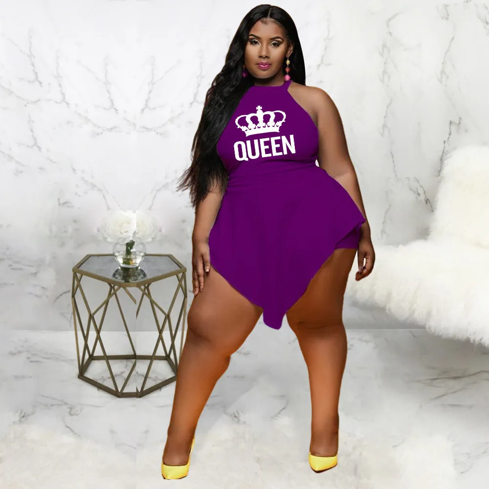 Plus size Irregular Crown Sleeveless Jumpsuit（AY1777）