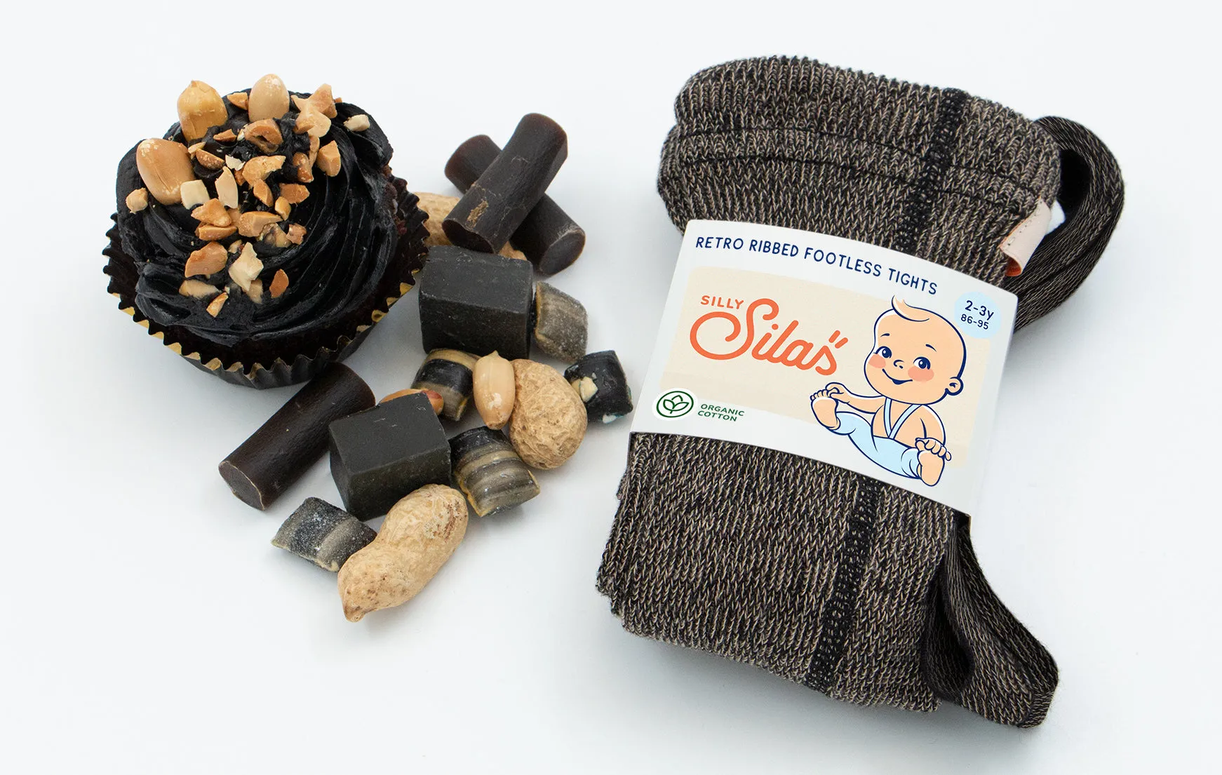 PRE-ORDER FOOTLESS SILLY SILAS TIGHTS WITH BRACES LICORICE PEANUT