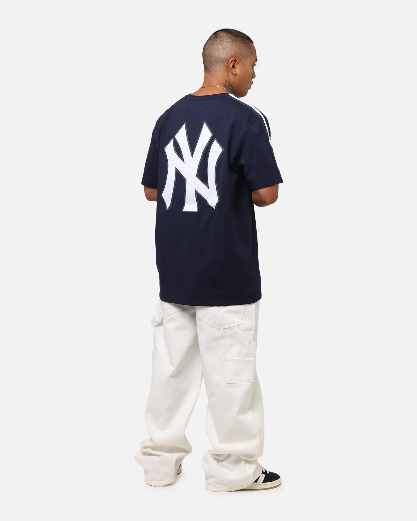 Pro Standard New York Yankees Classic Mesh Striped T-Shirt Midnight Navy