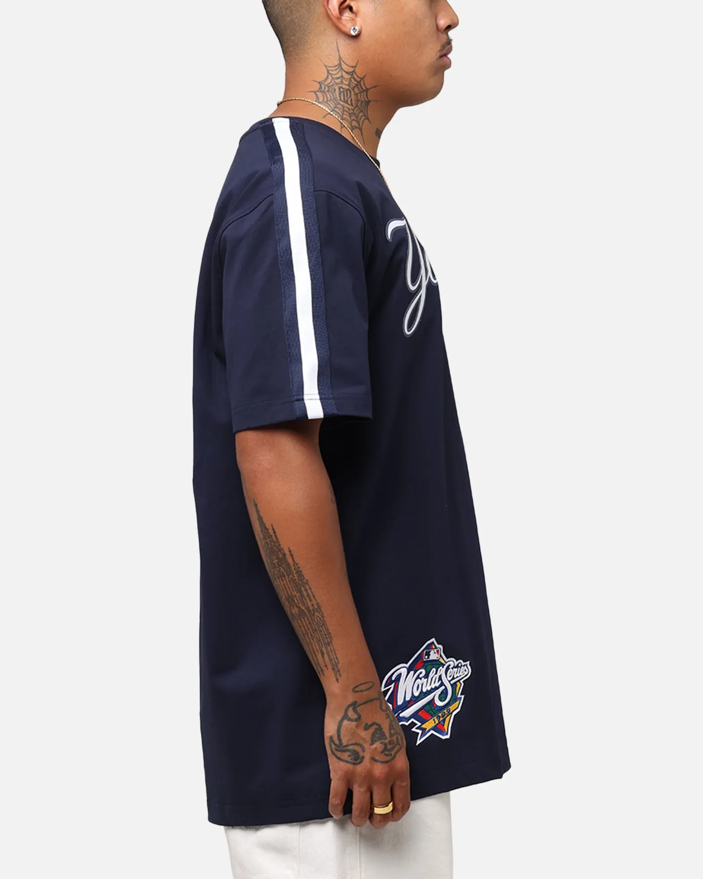 Pro Standard New York Yankees Classic Mesh Striped T-Shirt Midnight Navy