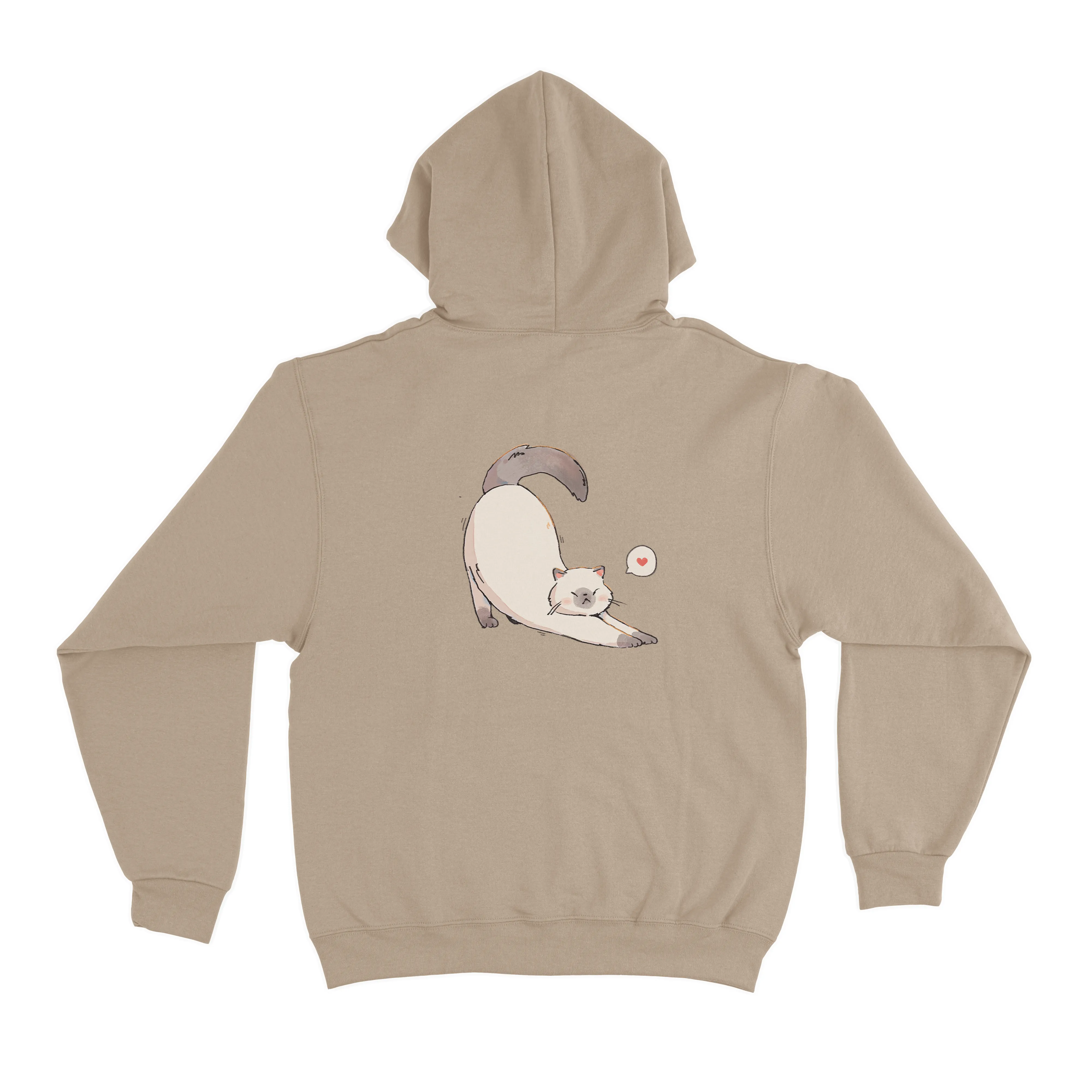"Cat Yoga" Basic Hoodie Beige