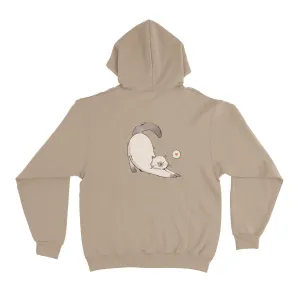 "Cat Yoga" Basic Hoodie Beige