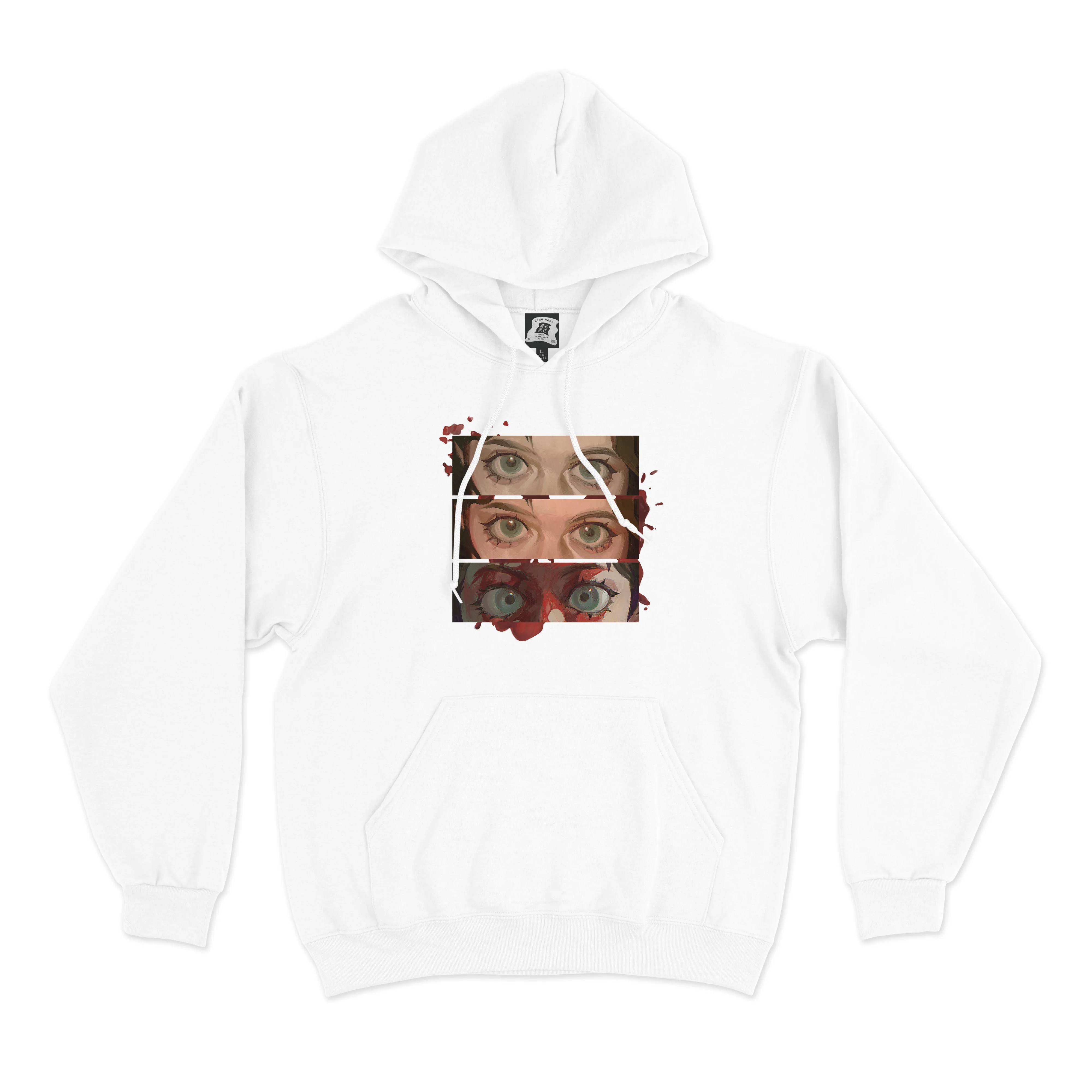 "Eyes on You" Basic Hoodie White/Black