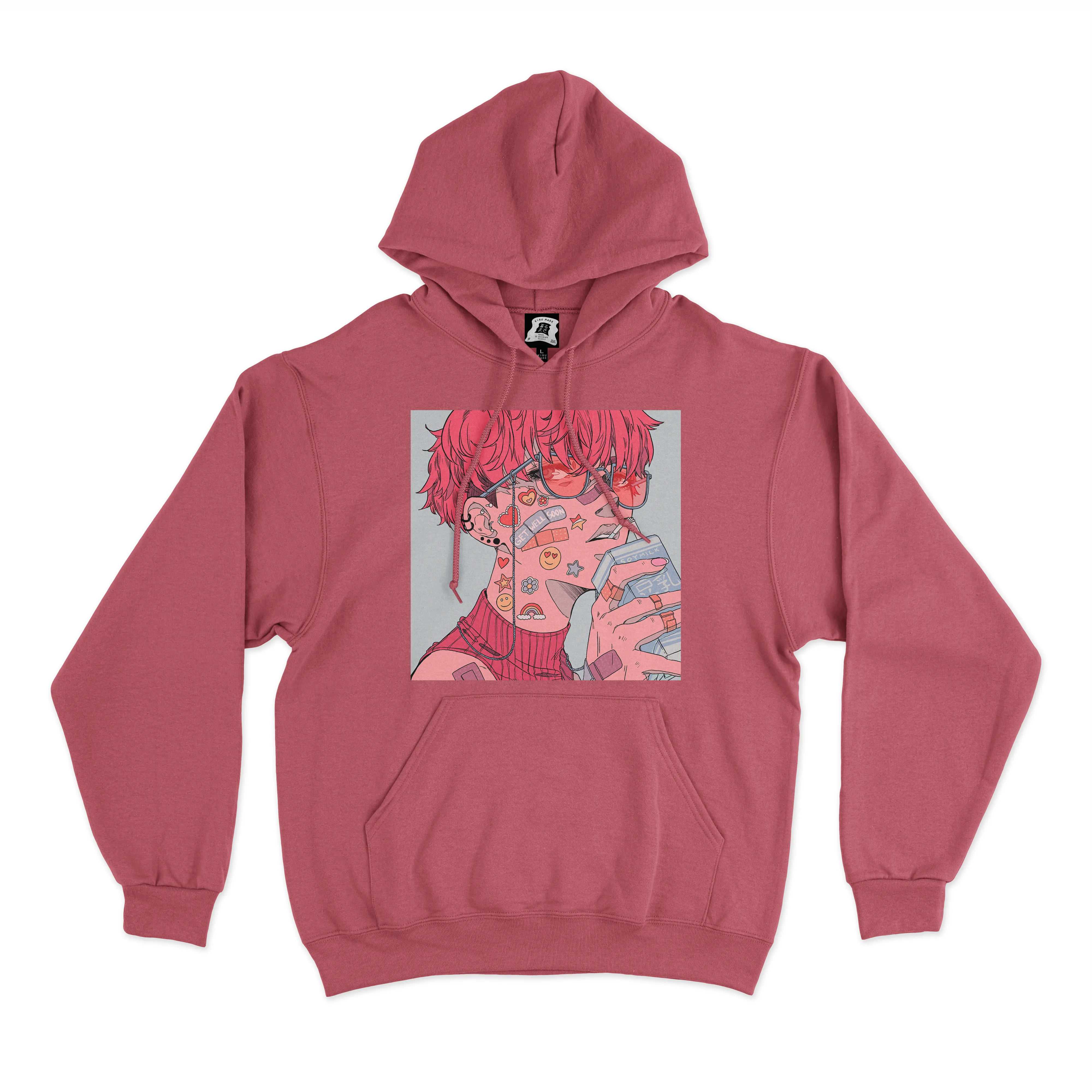 "Get Well Soon" Basic Hoodie Pink