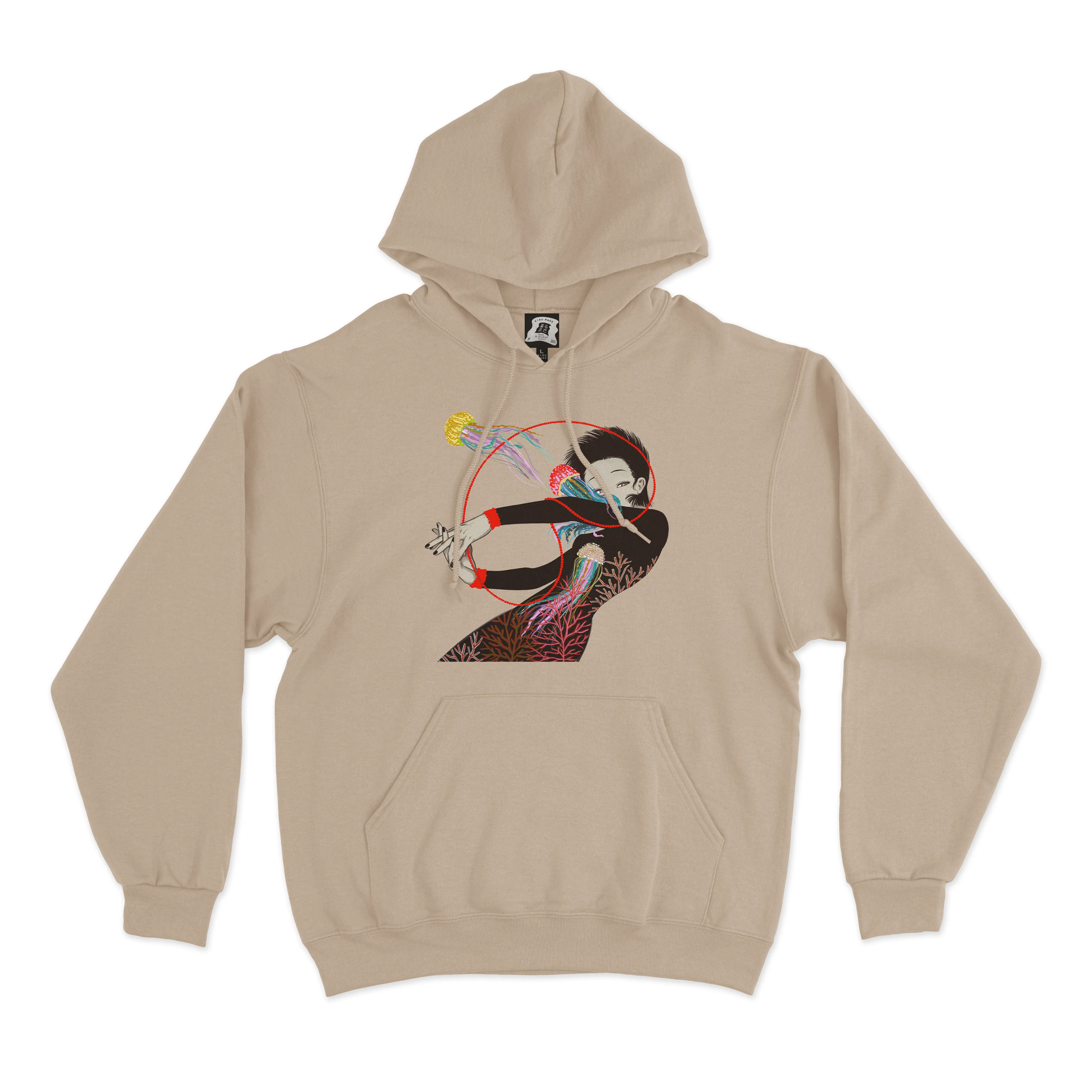 "Jellyfish" Basic Hoodie Beige