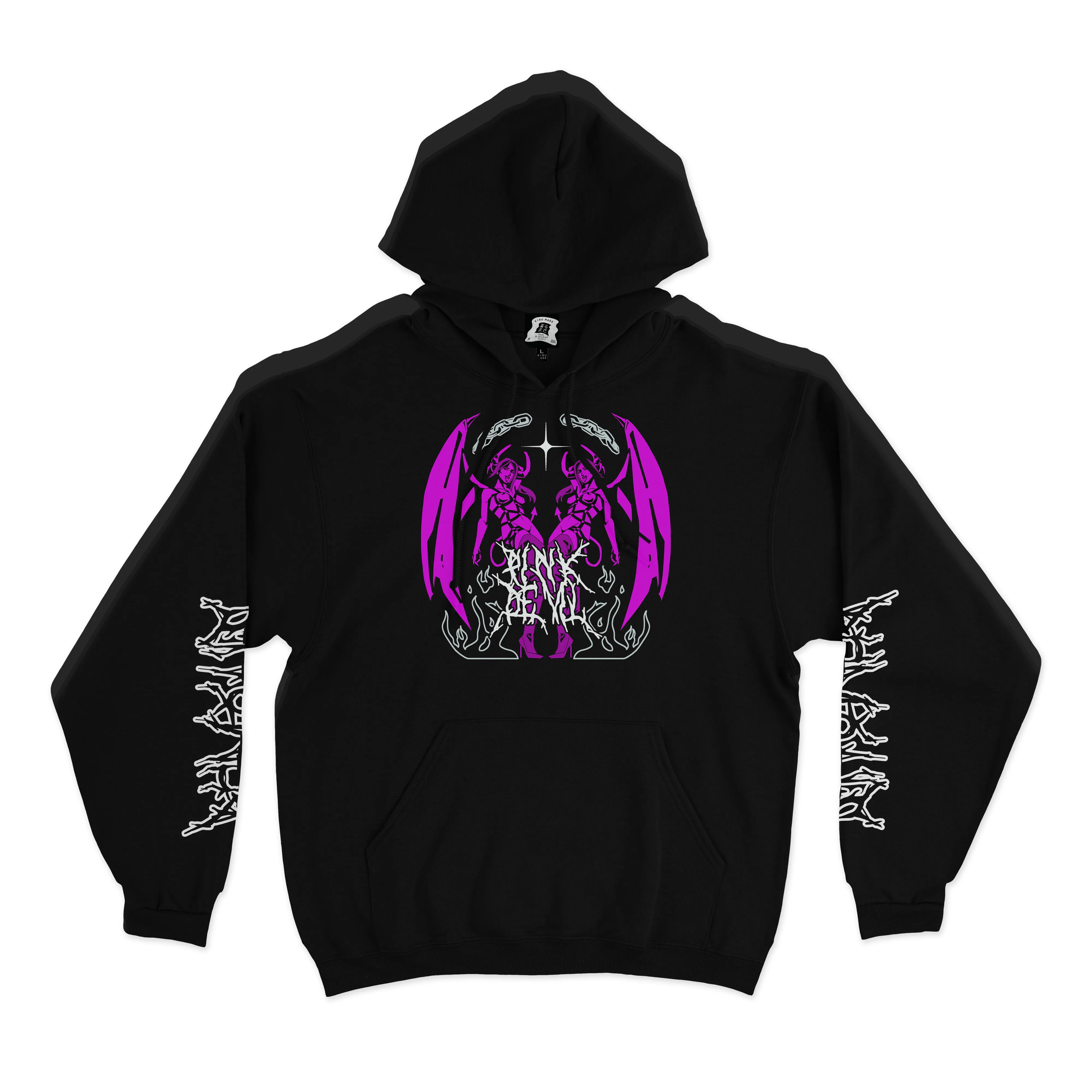 "Pink Devil" Basic Hoodie Black